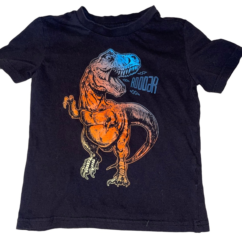 American Dream Network Boys Short Sleeve T-Shirt Dino Graphic Size 6 Black